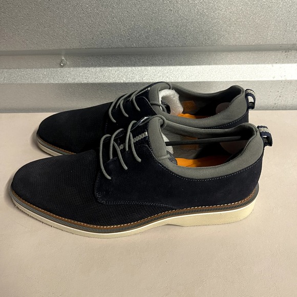 Thomas & Vine Men's Navy Genuine Suede Desmond Round Toe Derby Shoes - 12 - Picture 9 of 10